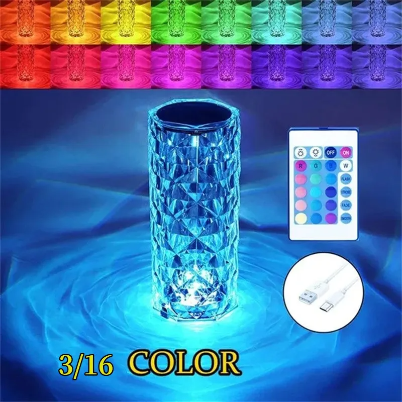 Crystal Table Lamp 16 Colors USB Touch Lamp