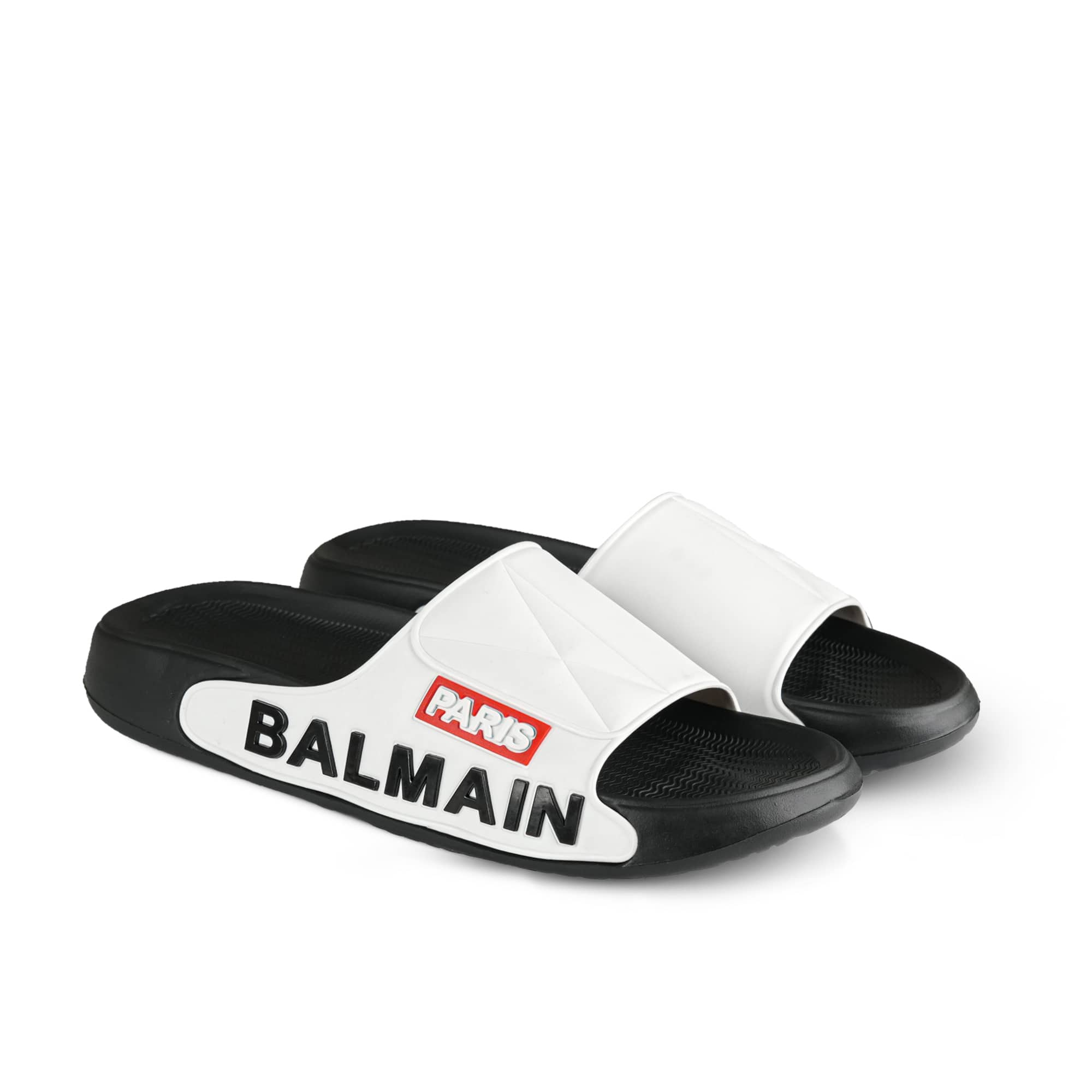 Paris Balmain Black and White Slide Flip Flop