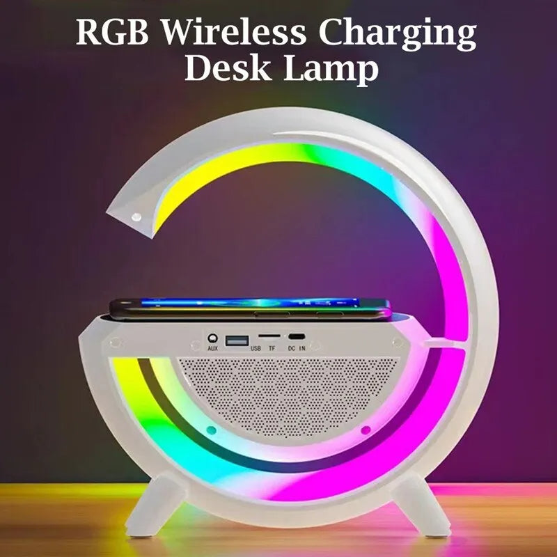 Shaped Wireless Charger Bluetooth Speaker Colorful Atmosphere Lamp