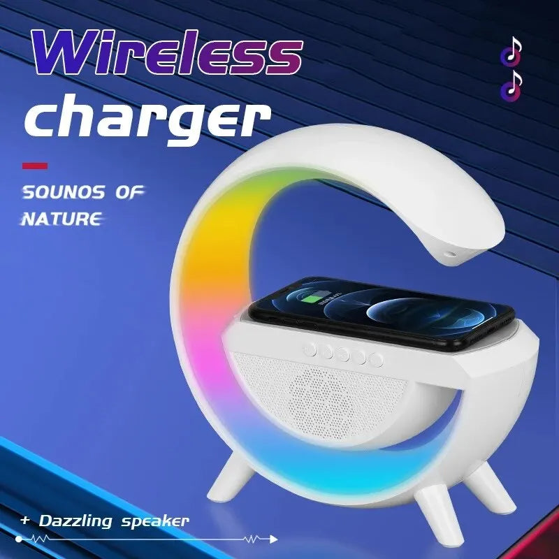Shaped Wireless Charger Bluetooth Speaker Colorful Atmosphere Lamp