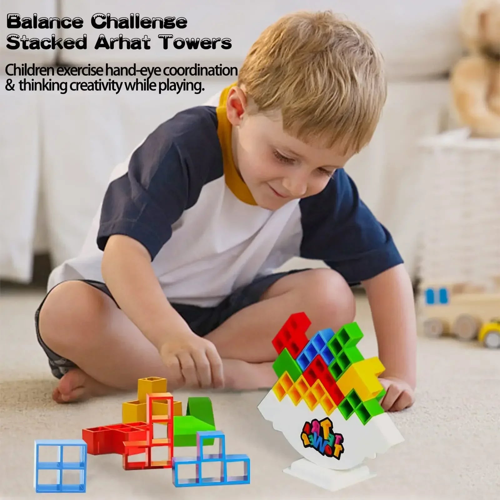 3D Tetra Tower Game Stacking Stack Building Blocks Board Game for Kids, Adults, Friends