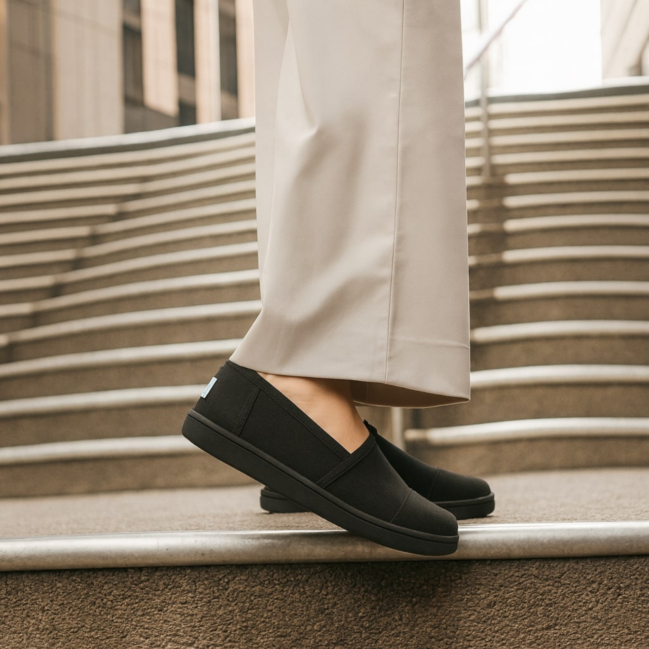 TOMS Syanno Black – Classic Alpargata Slip-On Shoes