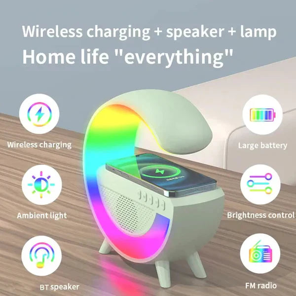 Shaped Wireless Charger Bluetooth Speaker Colorful Atmosphere Lamp