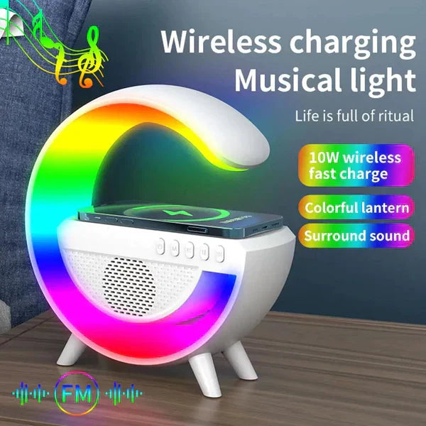 Shaped Wireless Charger Bluetooth Speaker Colorful Atmosphere Lamp