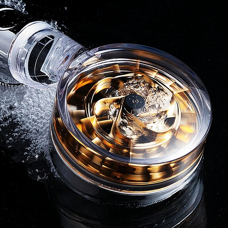 Turbo Fan High Pressure Built In Filter Shower Head 360 Degree Rotation Water Saving Spray