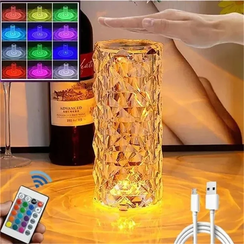 Crystal Table Lamp 16 Colors USB Touch Lamp