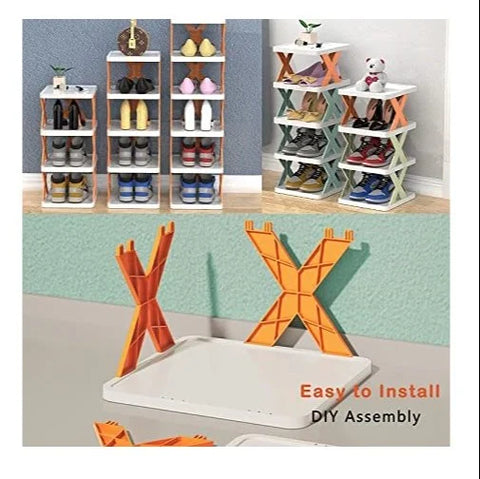 5 layer Folding Shoes Rack, Plastic Adjustable Shoe Rack