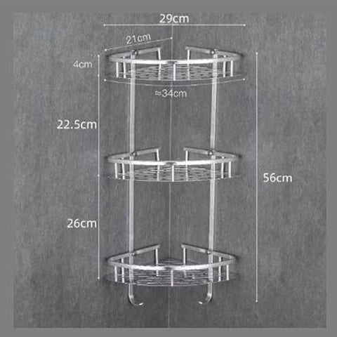 (Free Home Delivery) 3-Tier Aluminium Corner Bathroom Shelf
