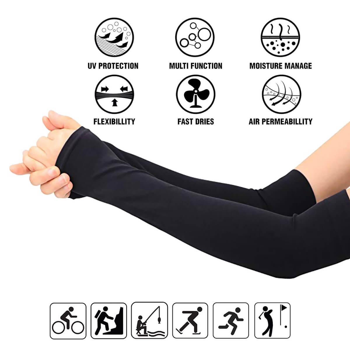 Unisex UV Protection Fingerless Arm Sleeves