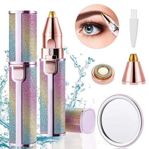 Flawless 2 in 1 Eye Brow And Facial Hair Remover Chargeable , Multi Attractive Color With USB Charging Cable And Cleaning Brush