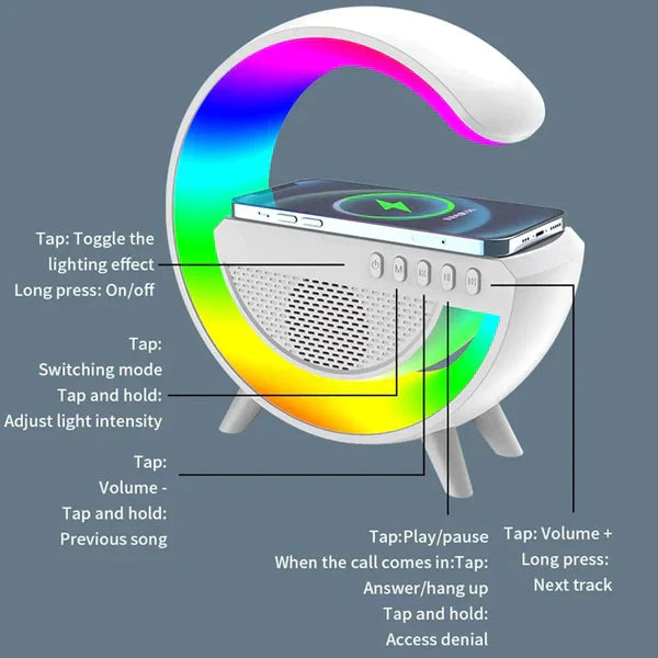 Shaped Wireless Charger Bluetooth Speaker Colorful Atmosphere Lamp