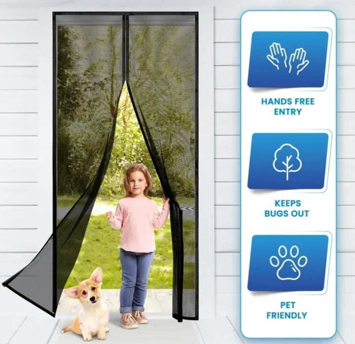Free Deliverey) Mosquito Door Net Mesh Screen – Magnetic Hands Free Closer